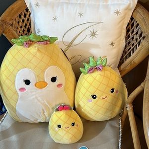 NWT/NWOT Set of 3 Pineapple Squishmallows 12" Piper The Penguin 5" And 8" MauI